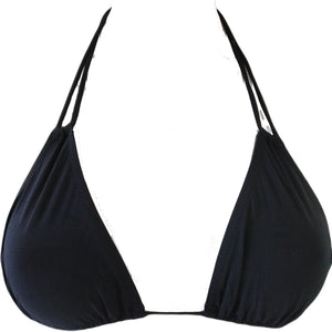top of a black triangle bikini set tie-side bottom triangle thin fabric bra quick dry small coverage style swimwear two-pieces