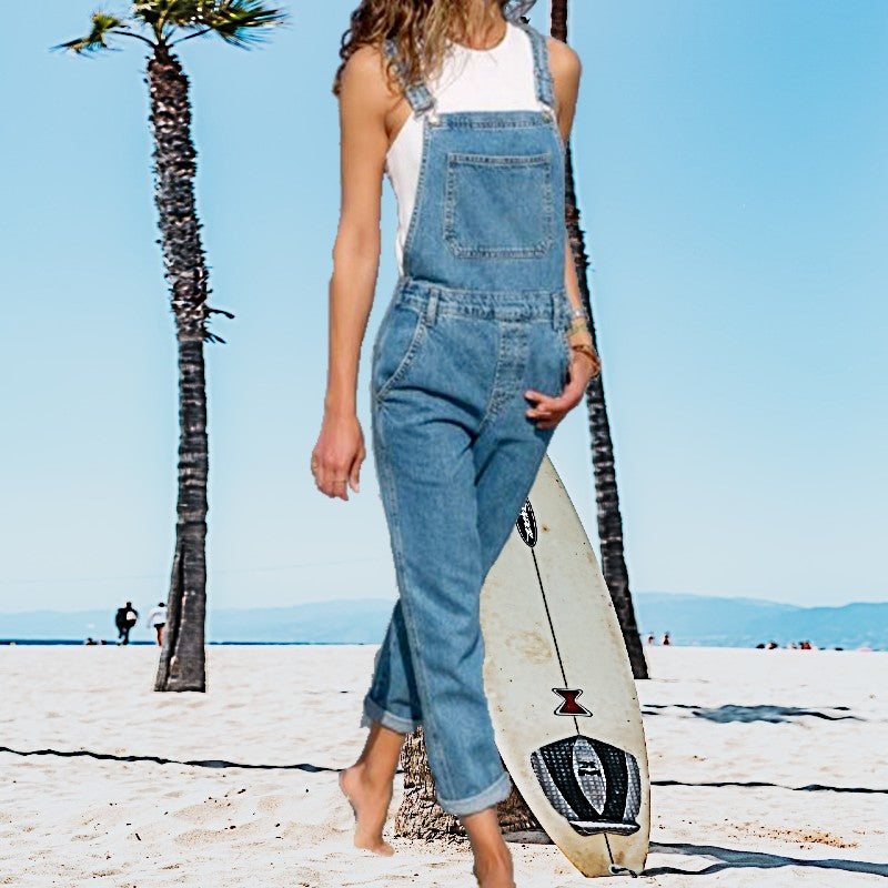 Women's Denim Overalls, overall jeans full length legs, adjustable-straps. bikinn.com